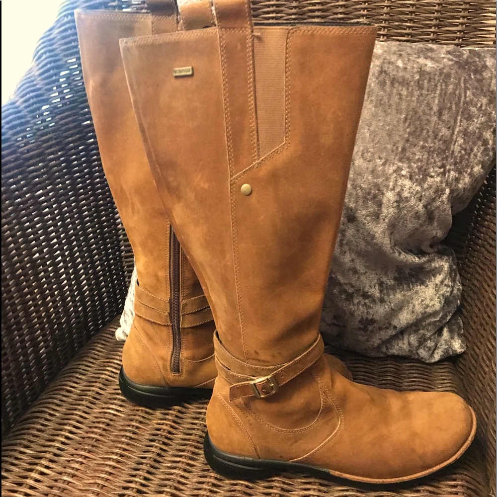 Merrell tall brown waterproof leather boots, size 8.5.